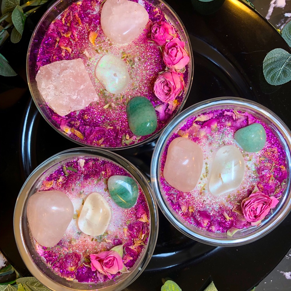 Divine Feminine GODDESS Crystal Candle w/Rose Qrtz